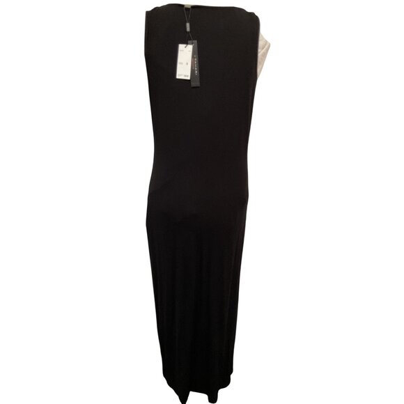 Black Twist-Front Sleeveless Midi Dress By Tahari M - Picture 5 of 6
